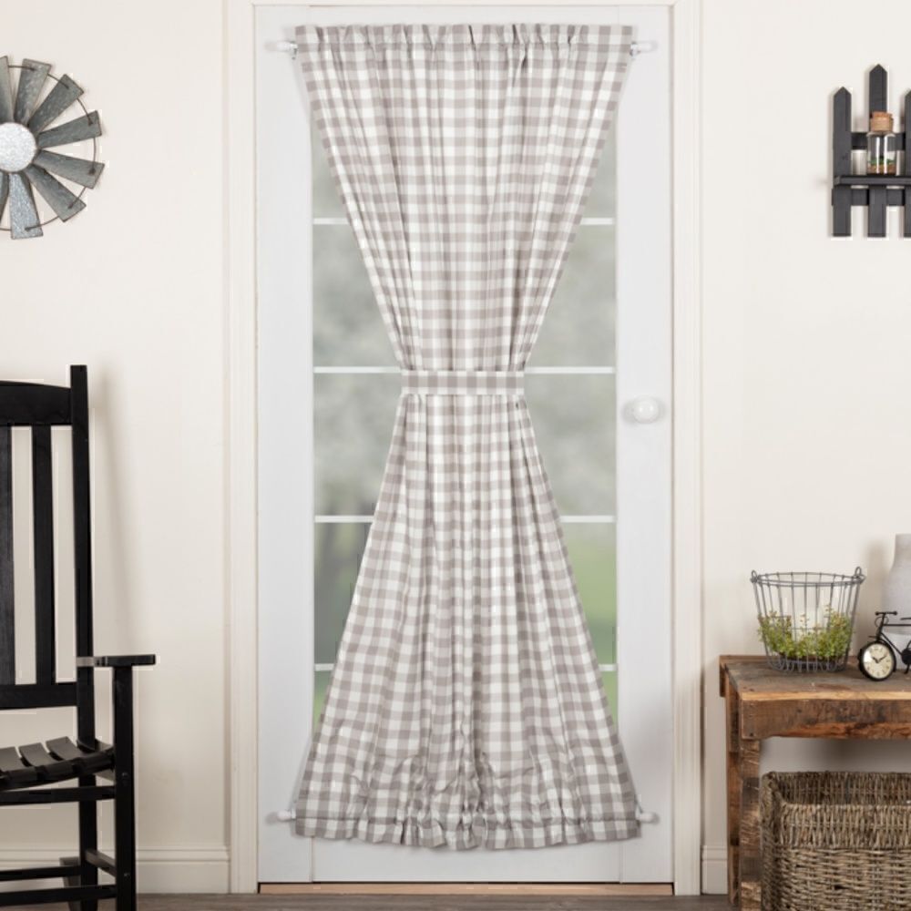 Farmhouse Grey Buffalo Plaid Checked Door Panel 72x40 Country Cottagecore New
